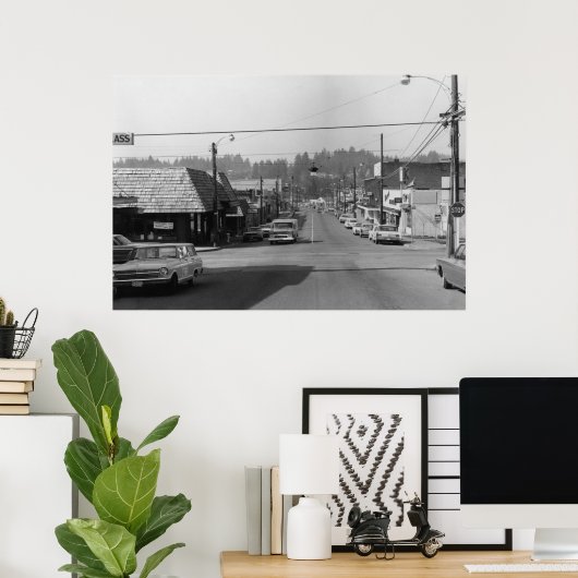 Bothell, WA - Downtown Street Scene Fotografy Poster (Heimbüro)