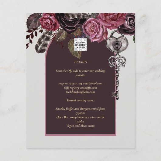 BOTHIC ROSE Burgund Hochzeit im Herbst (Rückseite)