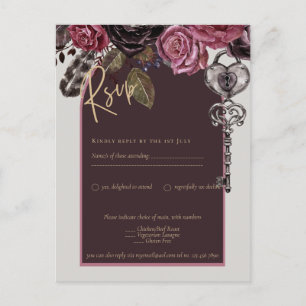 BOTHIC ROSE Burgund Hochzeit im Herbst Postkarte