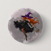 Bóton bruxa elegante Halloween Button (Vorderseite)