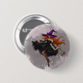 Bóton bruxa elegante Halloween Button (Vorne & Hinten)