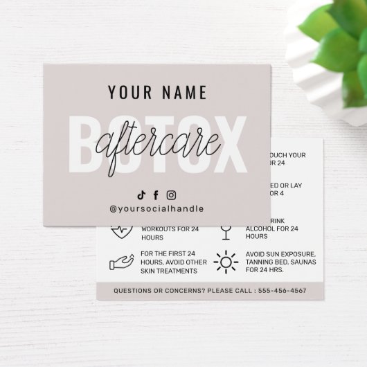Botox Aftercare Instruction Card Template (Schreibtisch)