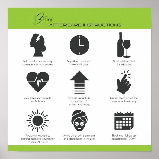 Botox Aftercare Instruction Poster (Vorne)