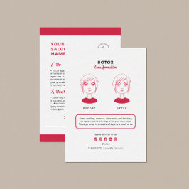 Botox Aftercare Instructions for Beauty Salon Visitenkarte