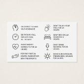 Botox Filler Injektionskarte nach der Behandlung (Rückseite)