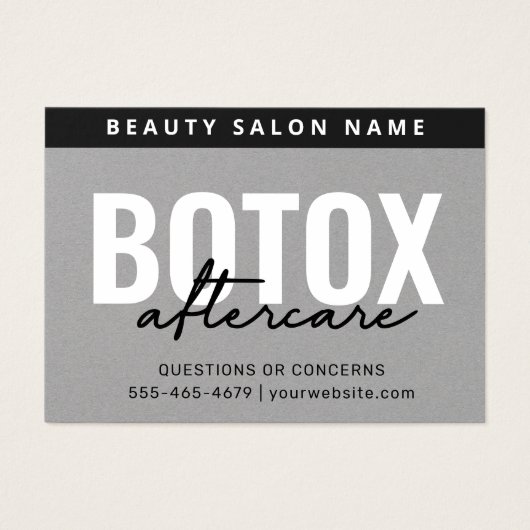 Botox Filler Injektionskarte nach der Behandlung (Vorderseite)