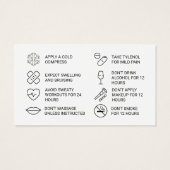 Botox Filler Injektionskarte nach der Behandlung (Rückseite)