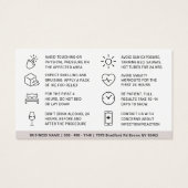 Botox Filler Injektionskarte nach der Behandlung (Rückseite)