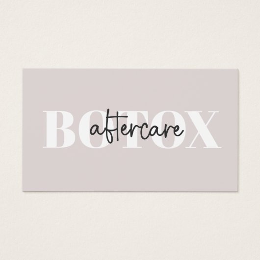 Botox Filler Injektionskarte nach der Behandlung (Vorderseite)