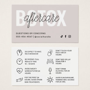 Botox Filler Injektionskarte nach der Behandlung
