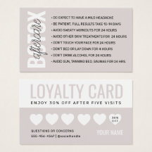 Botox Filler Injektionskarte nach der Behandlung