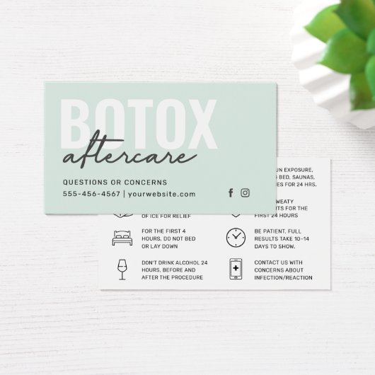Botox Filler Injektionskarte nach der Behandlung (Schreibtisch)