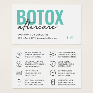 Botox Filler Injektionskarte nach der Behandlung