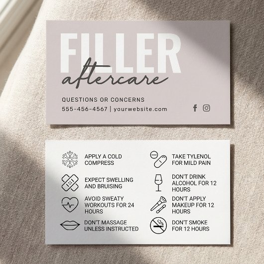 Botox Filler Injektionskarte nach der Behandlung