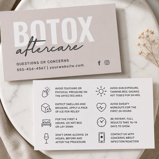 Botox Filler Injektionskarte nach der Behandlung