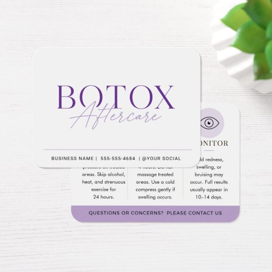 Botox Purple Minimal Nachsorgeleitfaden (Schreibtisch)