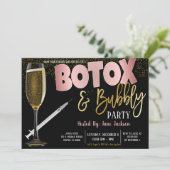 Botox und Bubbly Party Einladung (Stehend Vorderseite)
