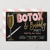Botox und Bubbly Party Einladung (Vorne/Hinten)