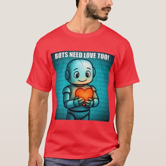 Bots brauchen Liebe auch - Herren Helles Rot T-Shirt (Vorderseite)