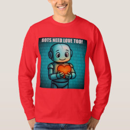 Bots Need Love Too - Men's Bright Red Long Sleeve T-Shirt
