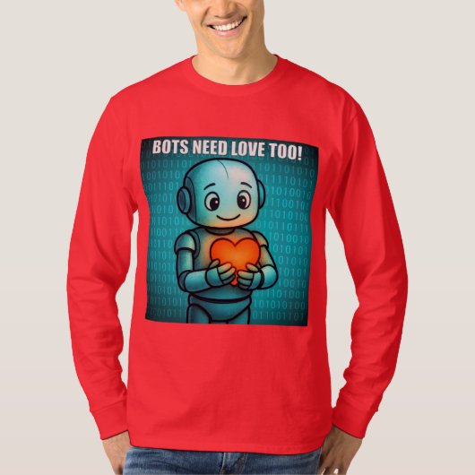 Bots Need Love Too - Men's Bright Red Long Sleeve T-Shirt (Vorderseite)