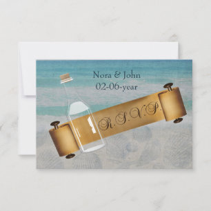 Botschaft bei einer Hochzeit am Flaschenstrand RSVP Karte