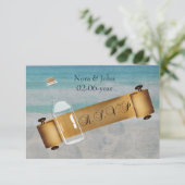 Botschaft bei einer Hochzeit am Flaschenstrand RSVP Karte (Stehend Vorderseite)