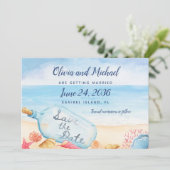 Botschaft in Bottle Beach Hochzeit Save The Date (Stehend Vorderseite)
