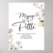 Botschaft in einem Flaschenhügel-Gästebuchzeichen Poster (Vorne)