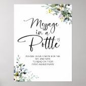 Botschaft in einem Flaschenhügel-Gästebuchzeichen Poster (Vorne)