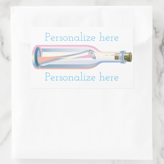 Botschaft in einem Flaschensommerstrand Rechteckiger Aufkleber (Tasche)