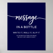 Botschaft in einer Flasche Elegant Blue Wedding Si Poster (Vorne)
