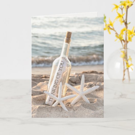 Botschaft in einer Flasche mit dem Sternengedanken Karte (Gelbe Blume)