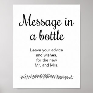 Botschaft in einer Flasche modernes Hochzeitsgäste Poster