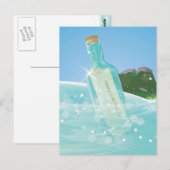 Botschaft in einer Flasche Postkarte (Vorne/Hinten)