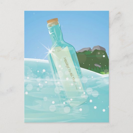 Botschaft in einer Flasche Postkarte (Vorderseite)
