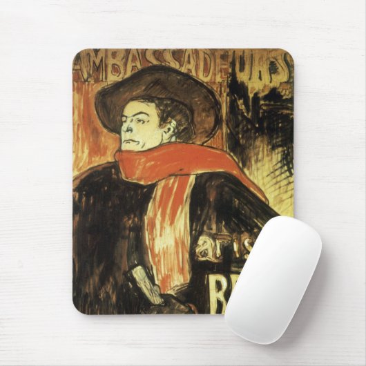 Botschafter, Aristide Bruant von Toulouse Lautrec Mousepad (Mit Mouse)