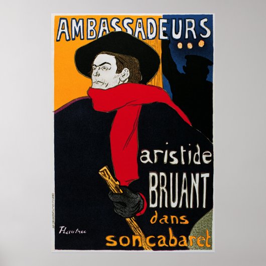 Botschafter Aristide Bruant von Toulouse Lautrec Poster (Vorne)