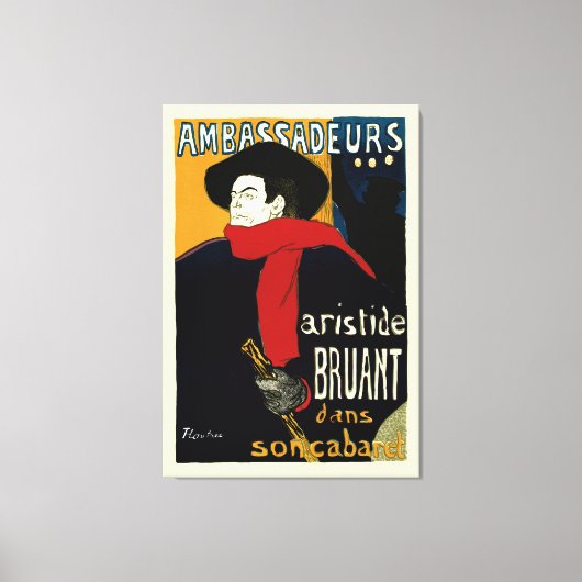 Botschafter, Artistide Bruant von Toulouse Lautrec Leinwanddruck (Vorderseite)