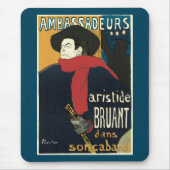 Botschafter, Artistide Bruant von Toulouse Lautrec Mousepad (Vorne)
