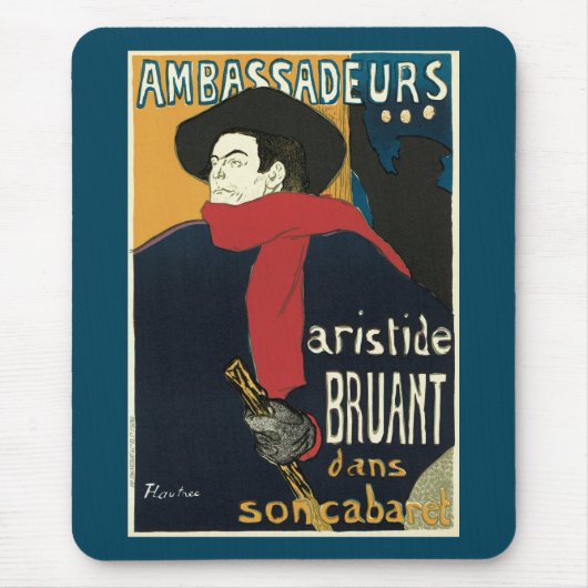 Botschafter, Artistide Bruant von Toulouse Lautrec Mousepad (Vorne)