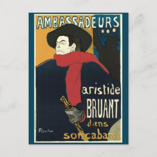 Botschafter, Artistide Bruant von Toulouse Lautrec Postkarte