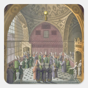 Botschafter in der Audienzhalle des Grand Vizi Quadratischer Aufkleber
