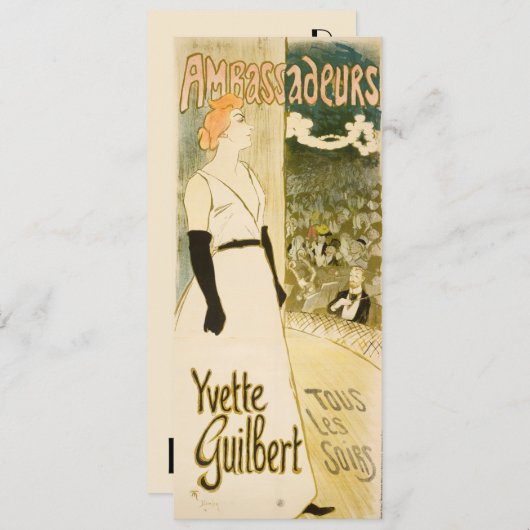 Botschafter Yvette Guilbert von Steinlen Birthday Einladung (Vorne/Hinten)