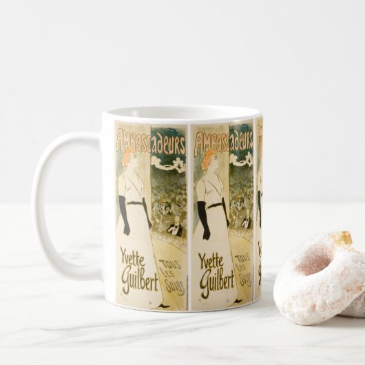 Botschafter Yvette Guilbert von Theophile Steinlen Kaffeetasse (Mit Donut)