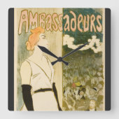 Botschafter Yvette Guilbert von Theophile Steinlen Quadratische Wanduhr (Vorderseite)