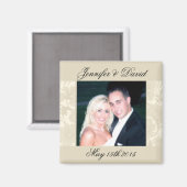 Botschafterin Floral Ecru Creme Save the Date Foto Magnet (Vorderseite/Rückseite)