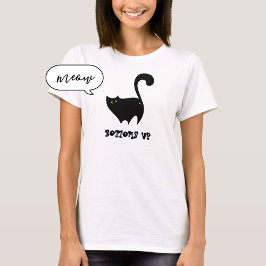 Botsos Up Black Cat Niedlich Funny Cheeky Cartoon T-Shirt