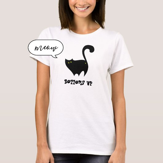 Botsos Up Black Cat Niedlich Funny Cheeky Cartoon T-Shirt
