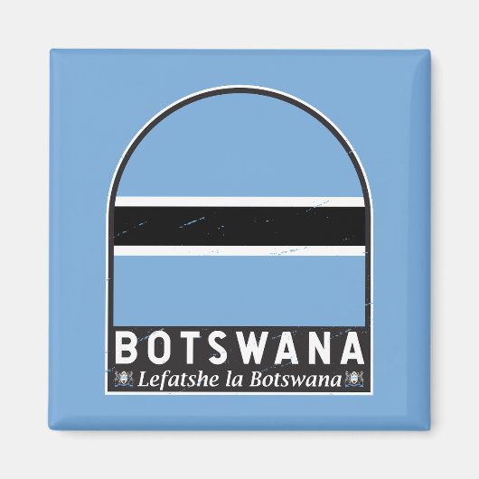 Botsuana-Flaggenemblem gestört Vintag Magnet (Vorne)